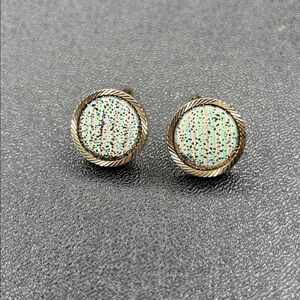 Gold and Multicolor Round Earrings